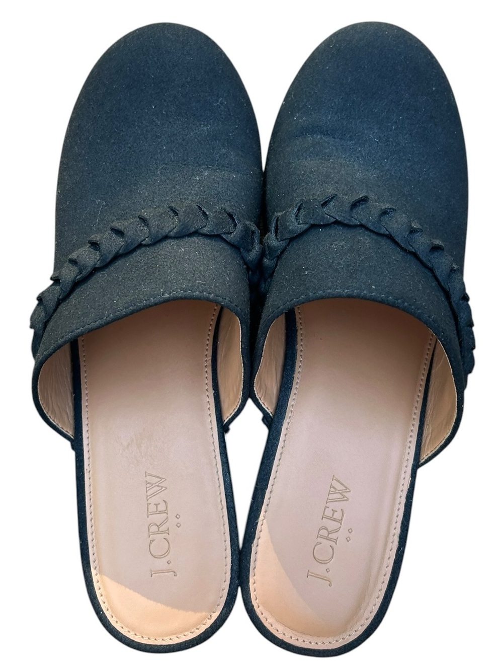 J. Crew Factory Sueded Wooden Platform Clogs 8.5 Boho Slip on Studded Braided - Picture 5 of 12